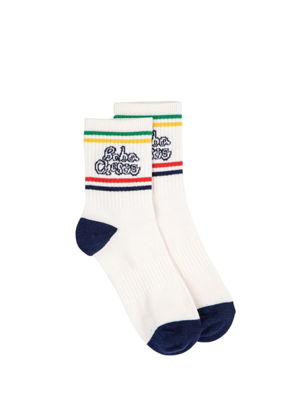 Calzino bianco con logo e righe multicolor per neonati e bambini Bobo Choses B126AI043 UNI 