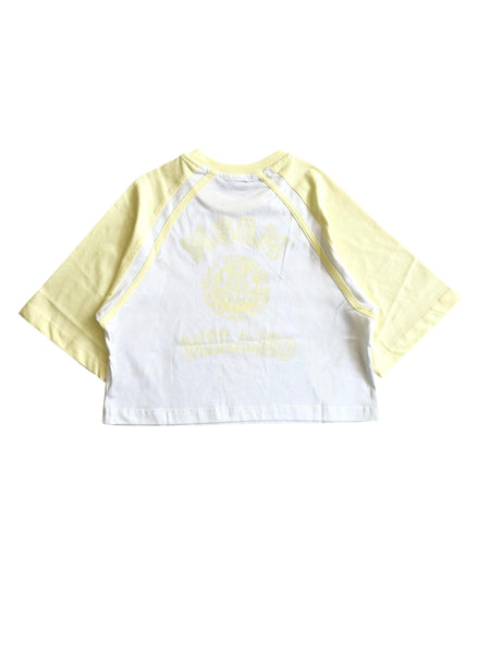 T-shirt bianca e gialla con logo per bambina Msgm S6MSJGTH024 001/79 