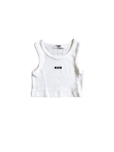 Top bianco con logo per bambina Msgm S6MSJGTA030 001 