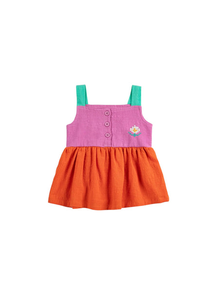 Abito color block multicolor con ricamo per neonata Bobo Choses B126AB092 UNI 