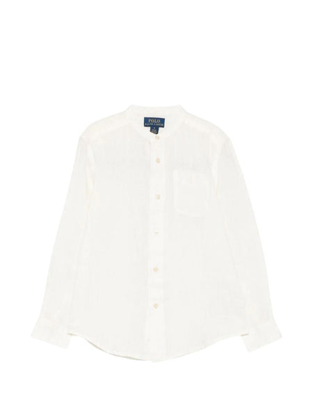 Camicia in lino bianca con logo per neonato e bambino Ralph Lauren Kids 322964592501 NEVIS 