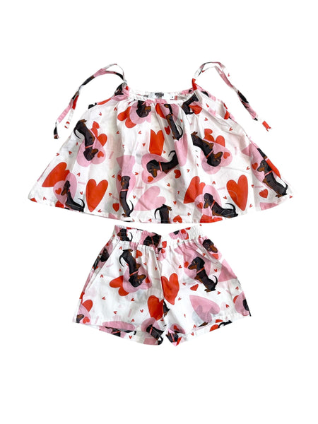 Completo bianco con stampa all over per neonata e bambina Mousse kids LKCMN130 BASSET 