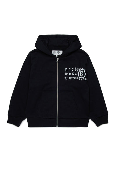 Felpa aperta nera con logo per bambini MM6 Maison Margiela M60872 M6900 