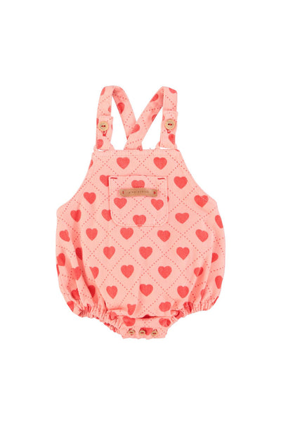 Salopette corta rosa con stampa all over per neonata Piupiuchick SS26.BB2603 PINK/RED 