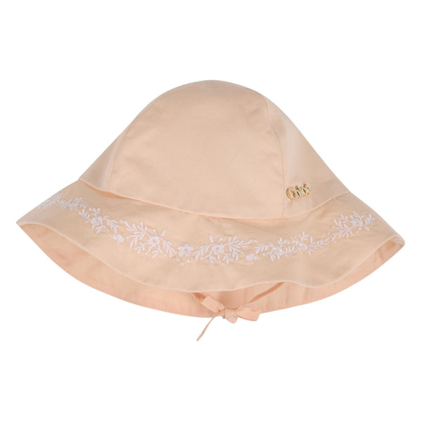 Set abito + cappellino rosa pesca per neonata Chloé C20920 43J 