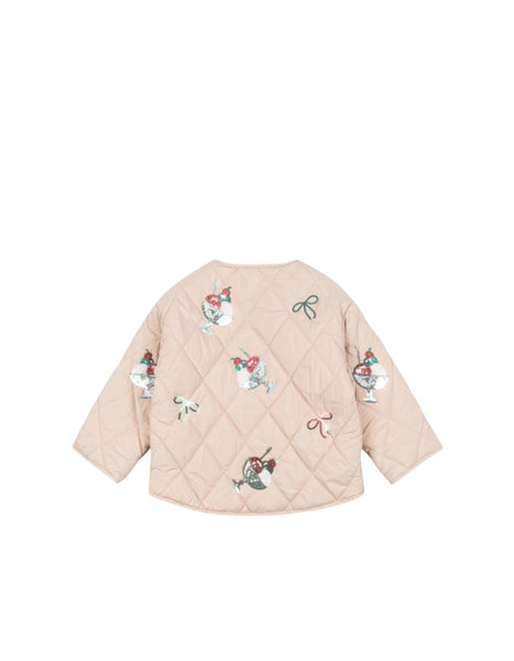 Giubbino trapuntato beige con paillettes per neonata e bambina Konges slojd KS104811 GELATO 
