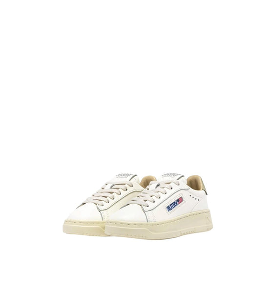 Sneakers in pelle panna e verde per bambini Autry KDLK FF07 