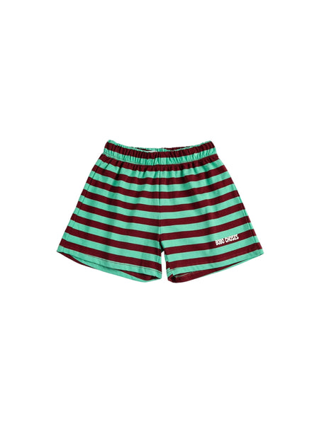 Shorts a righe verdi e bordeaux per neonati e bambini Bobo Choses B126AC058 UNI 