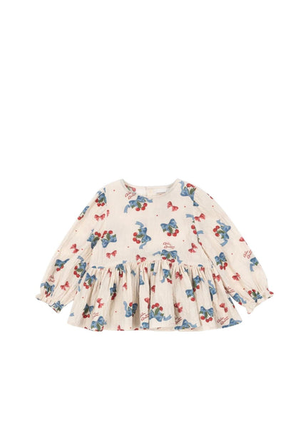 Blusa beige con stampa all over per neonata e bambina Konges slojd KS103793 AMARENA 