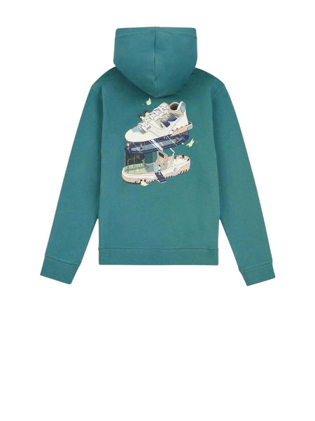 Felpa aperta verde con logo per bambino New Balance LAKB0344 NUS 