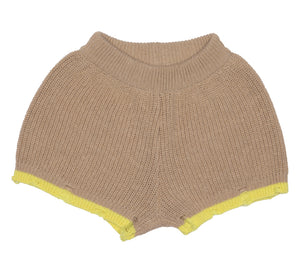 Shorts beige in maglia per bambina