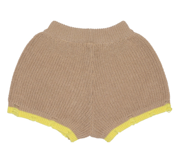 Shorts beige in maglia per bambina