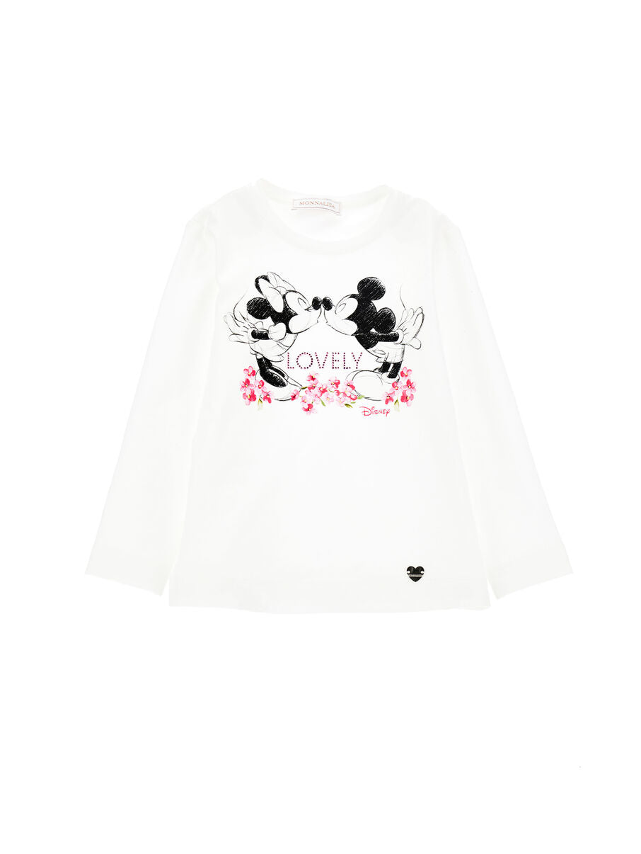 T-shirt bianca con stampa disney per neonata e bambina