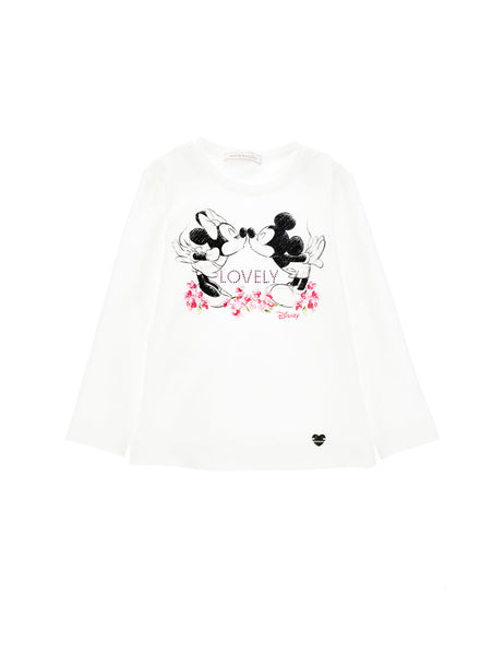 T-shirt bianca con stampa disney per neonata e bambina