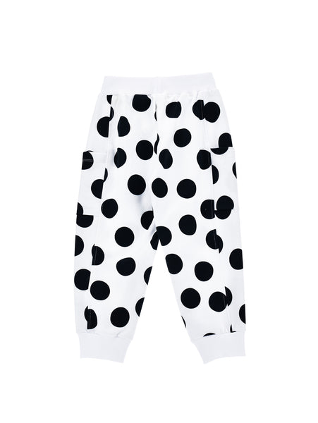 Pantaloni in felpa bianco a pois per bambina