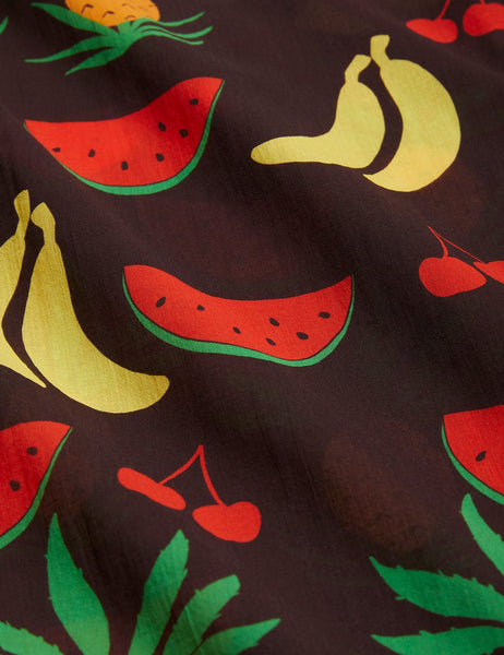 Camicia marrone con stampa frutta all over per bambini