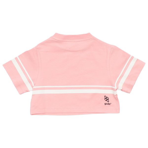 T-shirt cropped rosa con logo per bambina