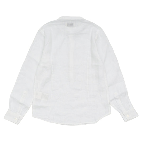 Camicia alla coreana bianca in lino per bambino