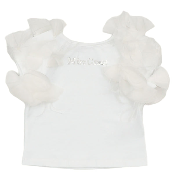 T-shirt bianca con applicazioni per neonata e bambina