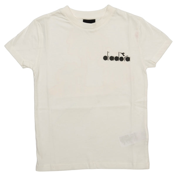 T-shirt crema con logo e stampa per bambino