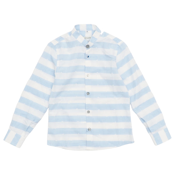 Camicia a righe azzurre con dettagli all over per bambino