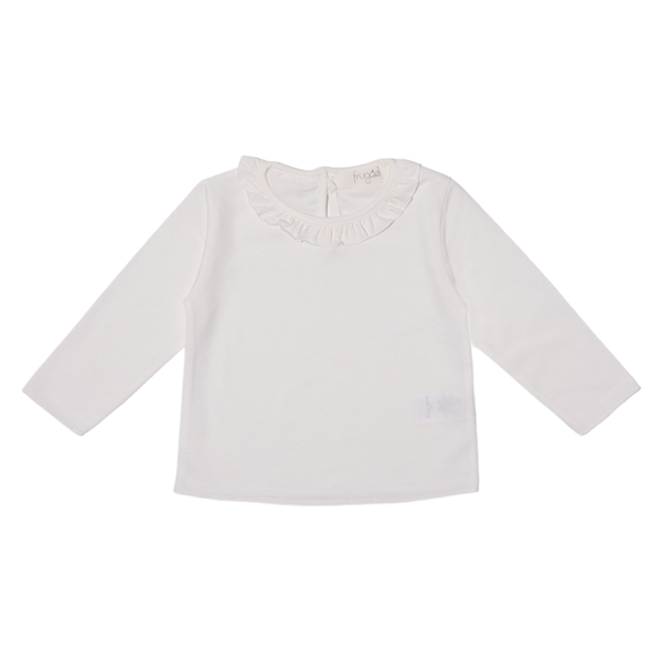 T-shirt bianca con frappa per neonata e bambina