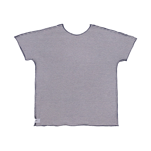 T-shirt a costine rigata blu per neonati e bambini