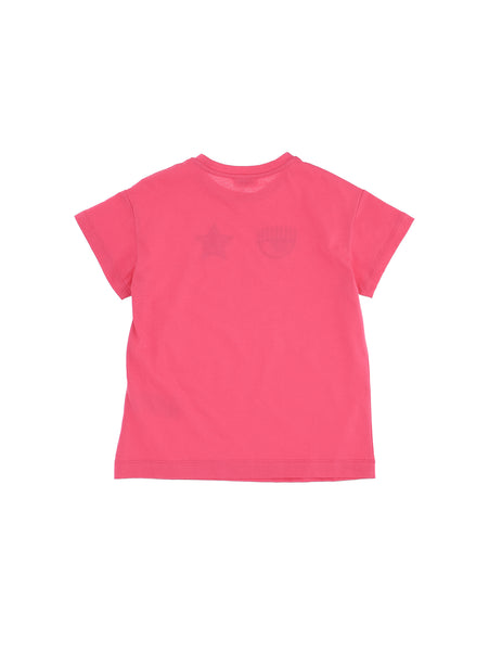 T-shirt fucsia con patch per bambina