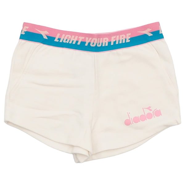 Short bianco con logo per bambina