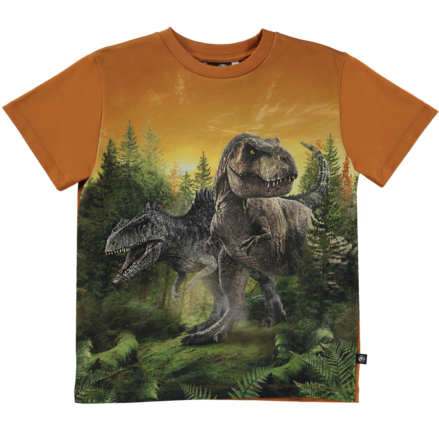 T-shirt dorata con stampa Jurassic World per bambino