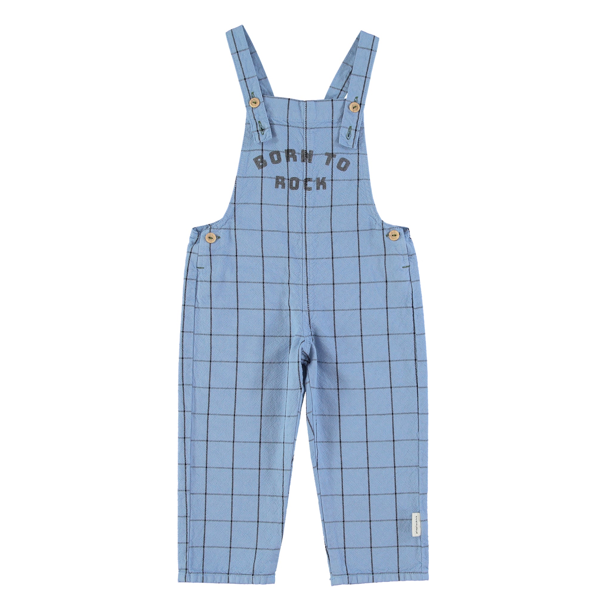 Salopette azzurra in check per bambini