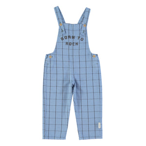 Salopette azzurra in check per bambini