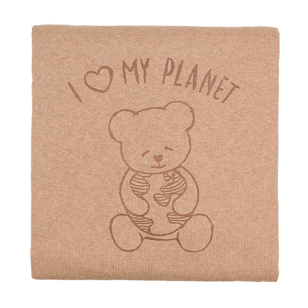 Coperta cacao con orso e stampa per neonati