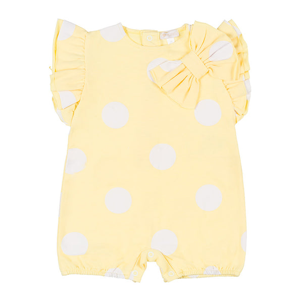 Pagliaccetto pois giallo per neonata