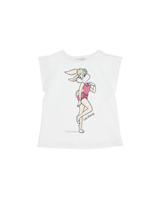 Maxi T-shirt bianca con stampa per bambina e nenonata