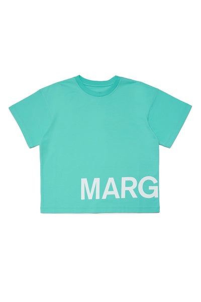 T-shirt acquamarina con logo per bambini
