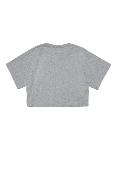 T-shirt cropped grigia con logo per bambini