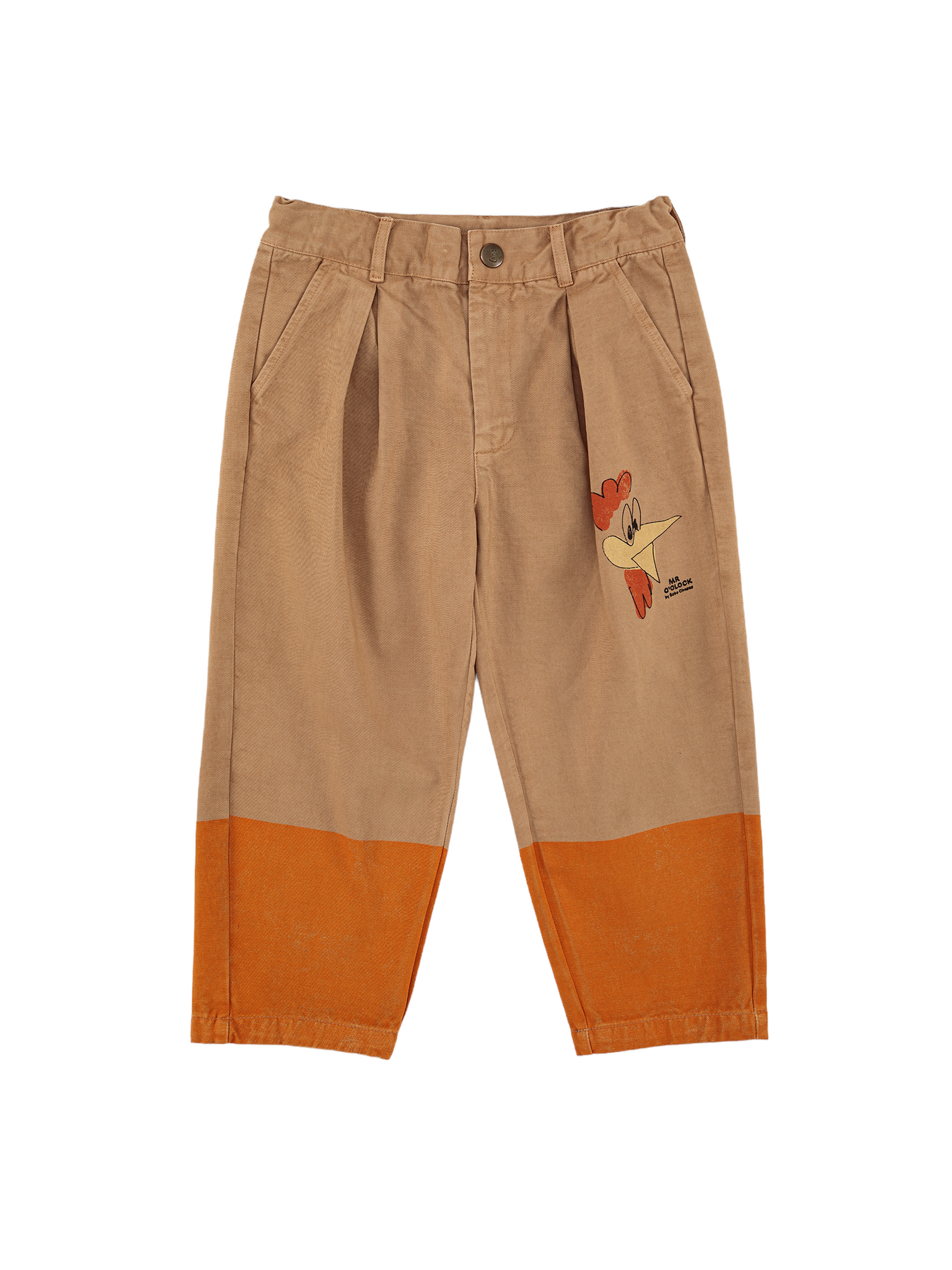 Pantalone in cotone marrone con stampa per neonati e bambini
