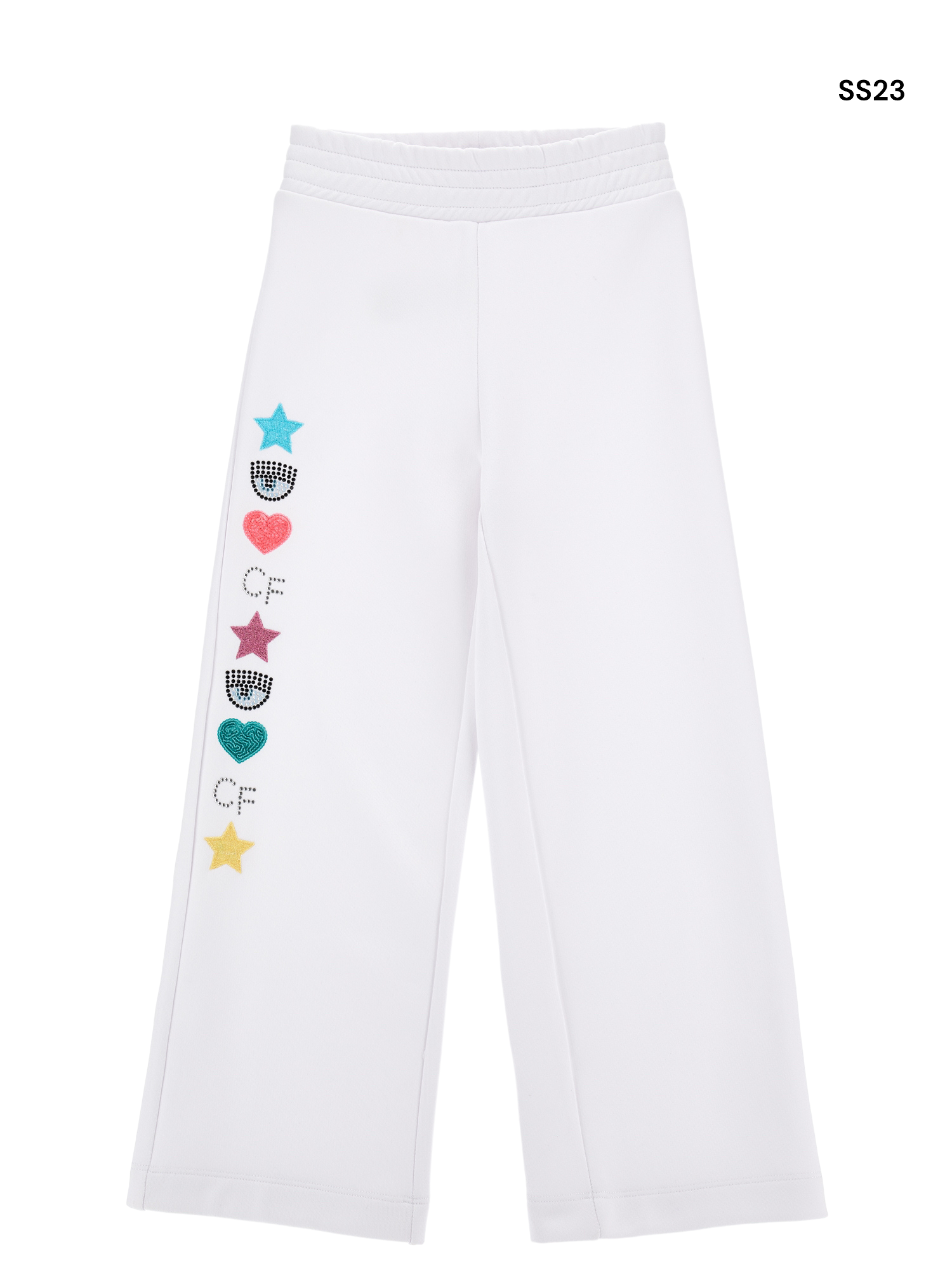 Pantalone bianco in felpa con dettagli per bambina