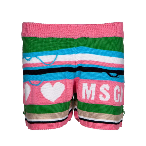 Shorts in maglia multicolor con logo per bambina