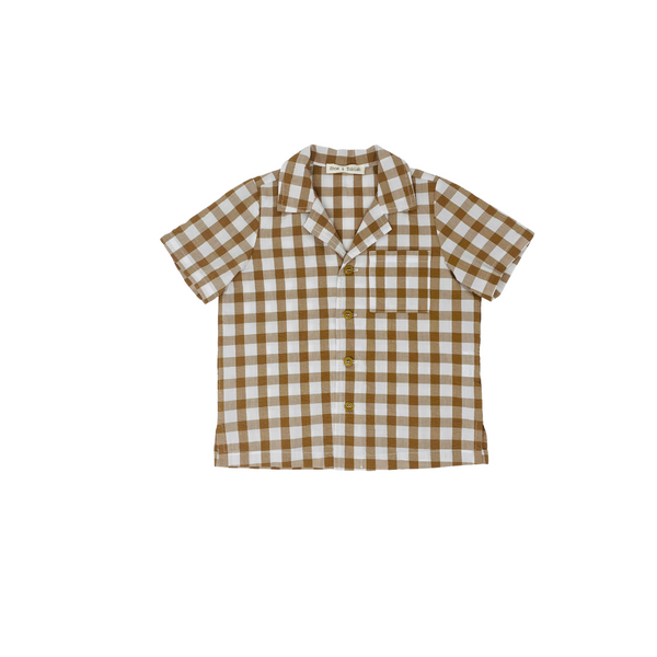 Camicia check bianca/marrone per neonato e bambino