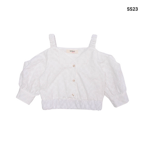 Camicia bianca con ricami per bambina