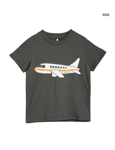 T-shirt grigia con stampa per neonato e bambino
