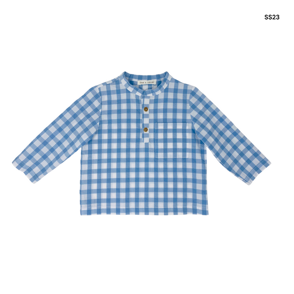 Camicia check bianco/azzurro per neonato e bambino