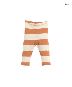 Leggings a righe larghe arancio-panna per neonata