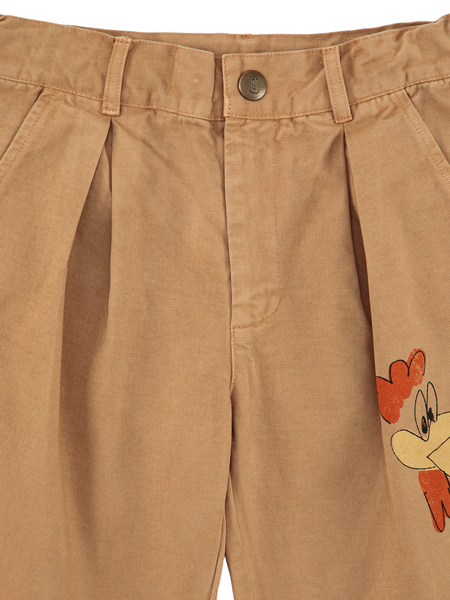 Pantalone in cotone marrone con stampa per neonati e bambini