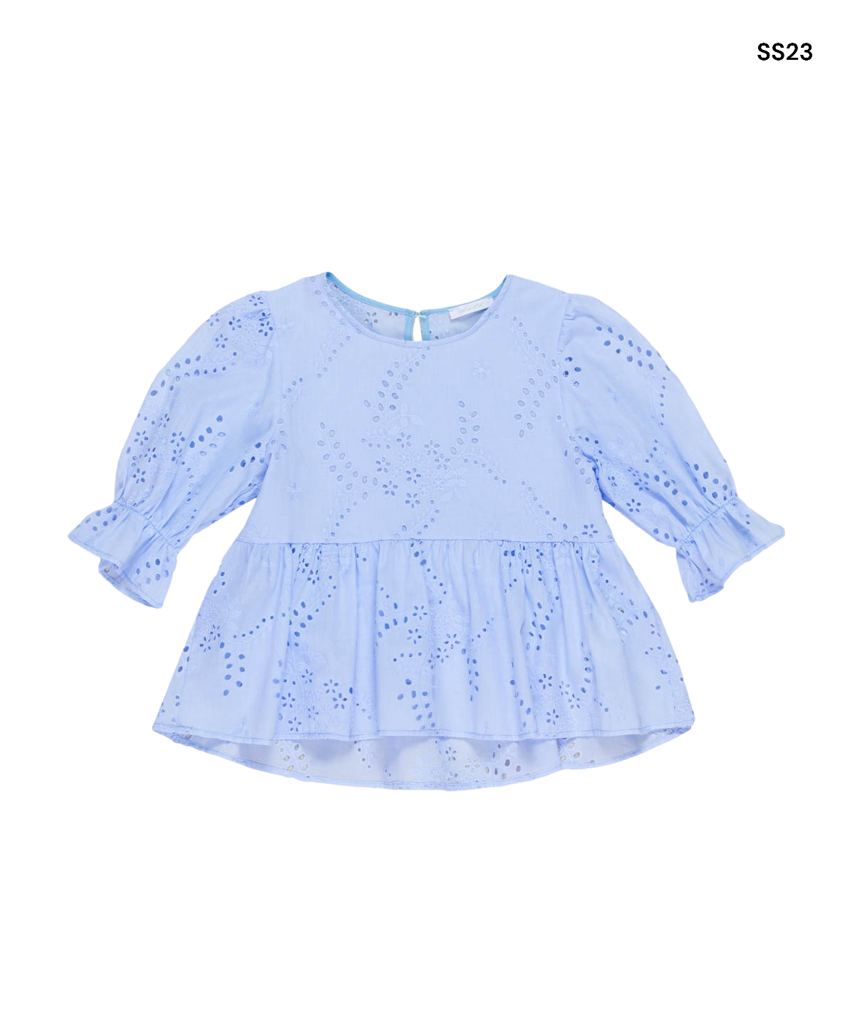 Blusa azzurra con ricami per bambina