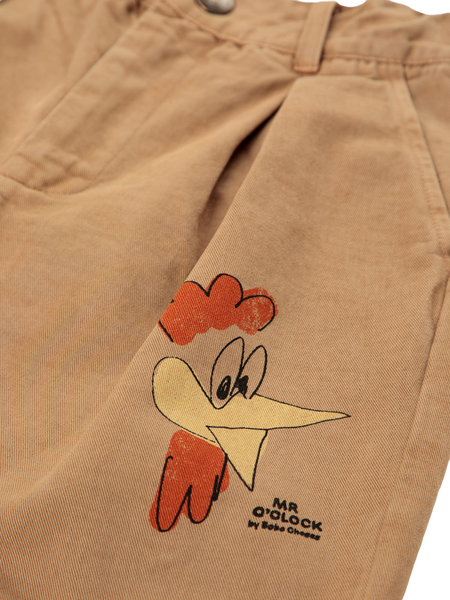 Pantalone in cotone marrone con stampa per neonati e bambini