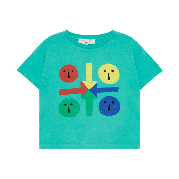 T-shirt verde con stampa multicolor per neonati e bambini