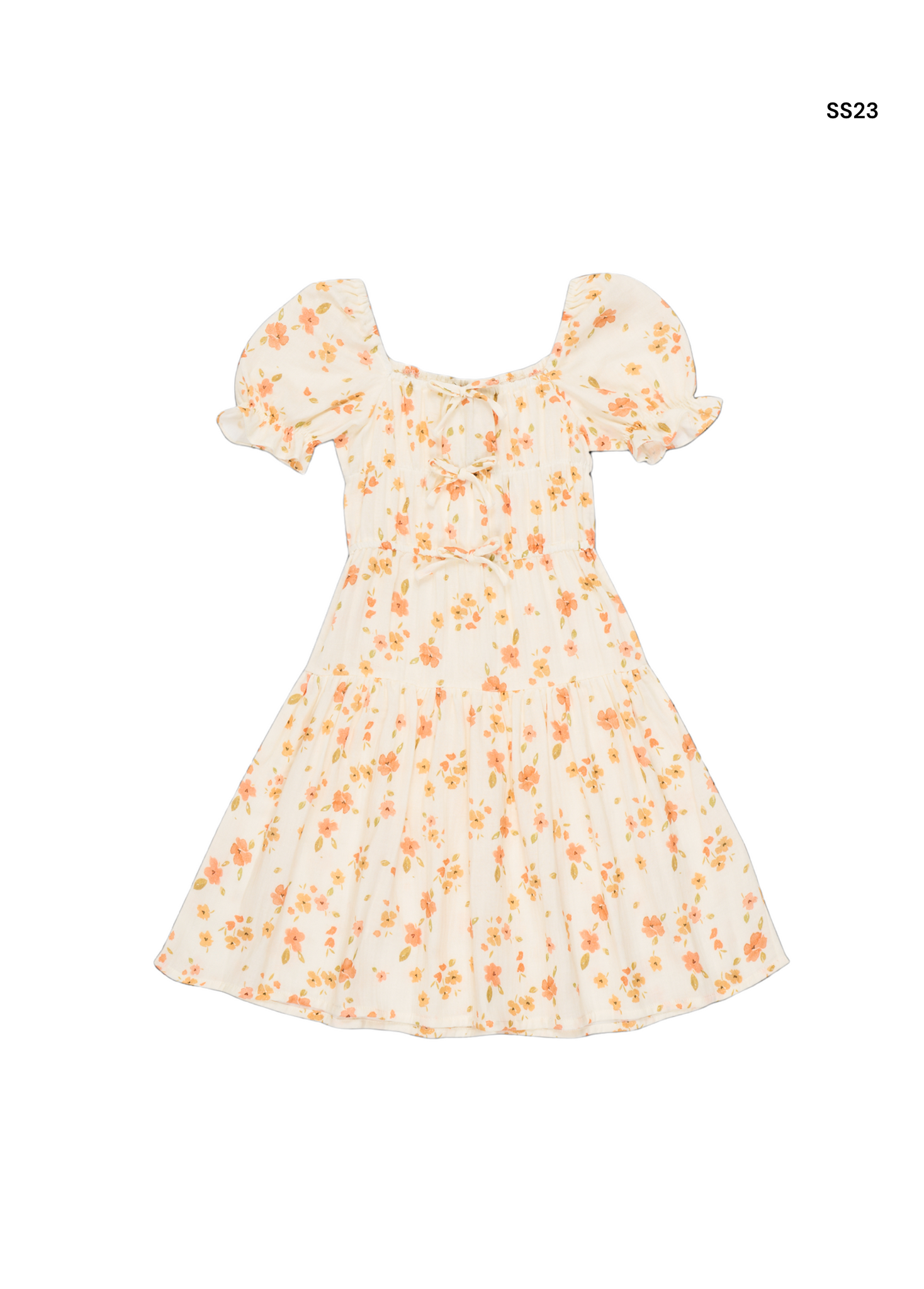 Abito midi con stampa fiori all over per bambina